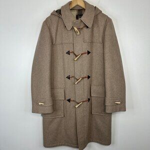 Vintage Sears 60s 70s Plaid Lined Wool Duffle Coat Toggle Button Heavy Jacket 38